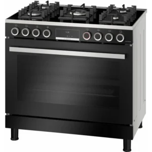 بوتجاز غاز بوش Series 8 ديجيتال، 5 شعلة، 90 سم، ستانلس ستيل واسود - HJYGGXV60Q
